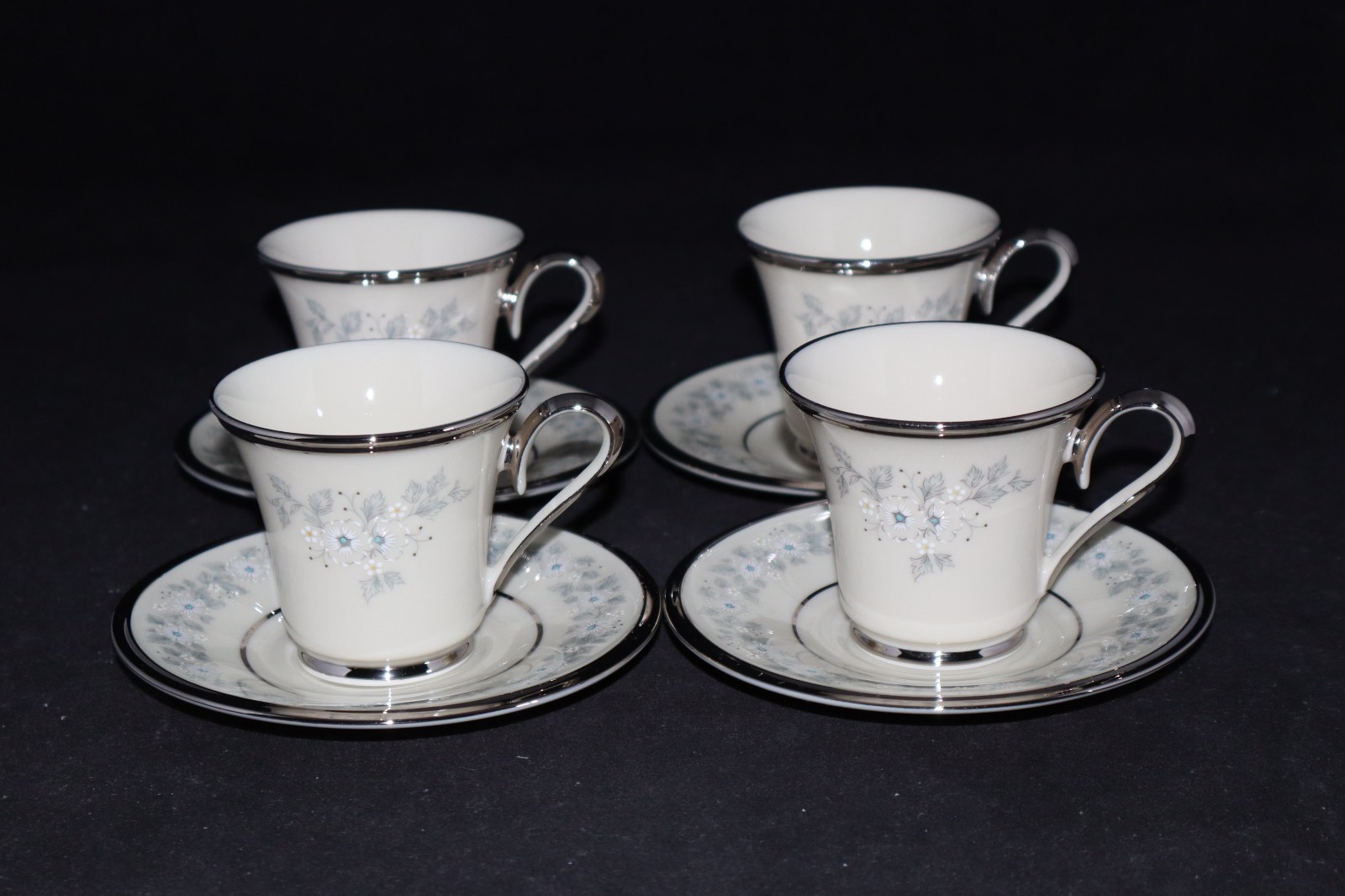 4 LENOX WINDSONG DEMITASSE CUPS AND SAUCERS MADE IN USA