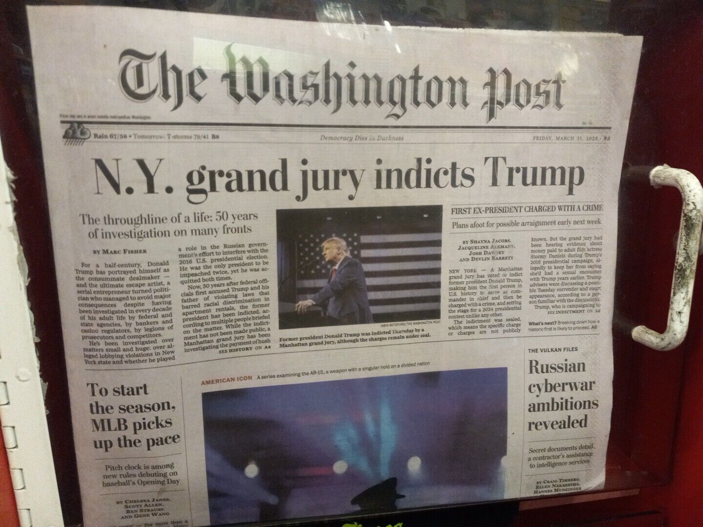 The Washington Post Friday March 31 2023.  N.Y grand jury indicts Trump