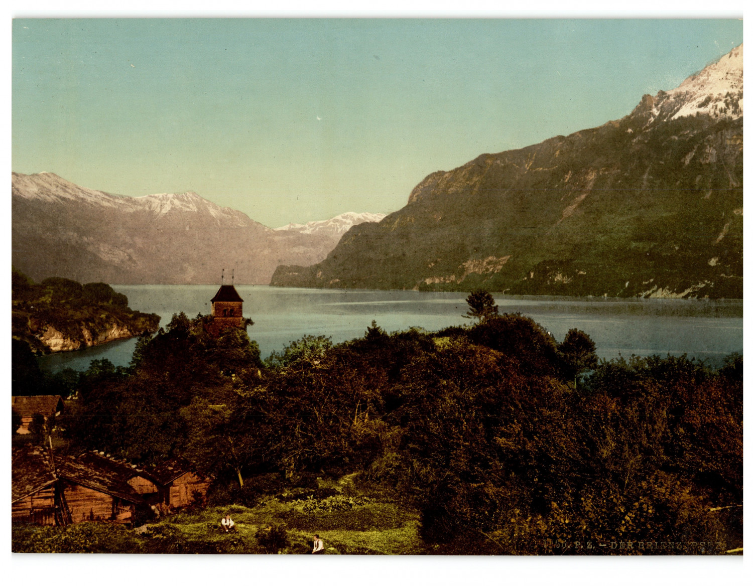 Switzerland, Bernese Oberland, Lake Brienz, Ringgenberg vintage photochrome photo