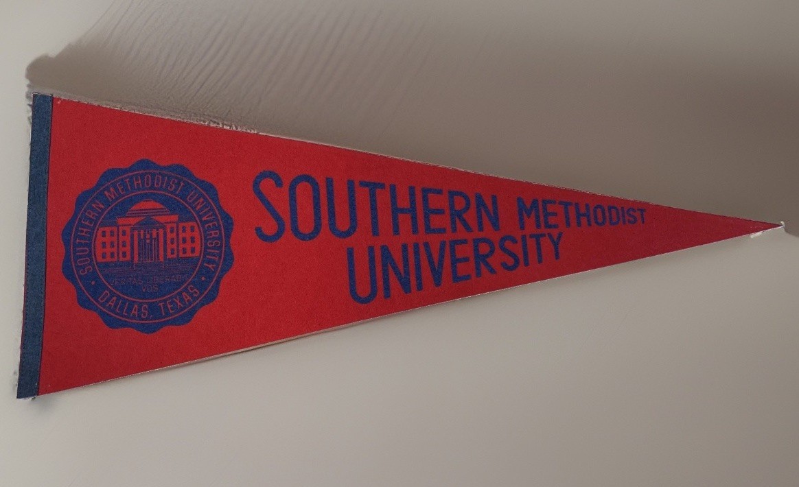 Vintage SMU Southern Methodist University Felt Pennant Full Size Dallas Texas HO