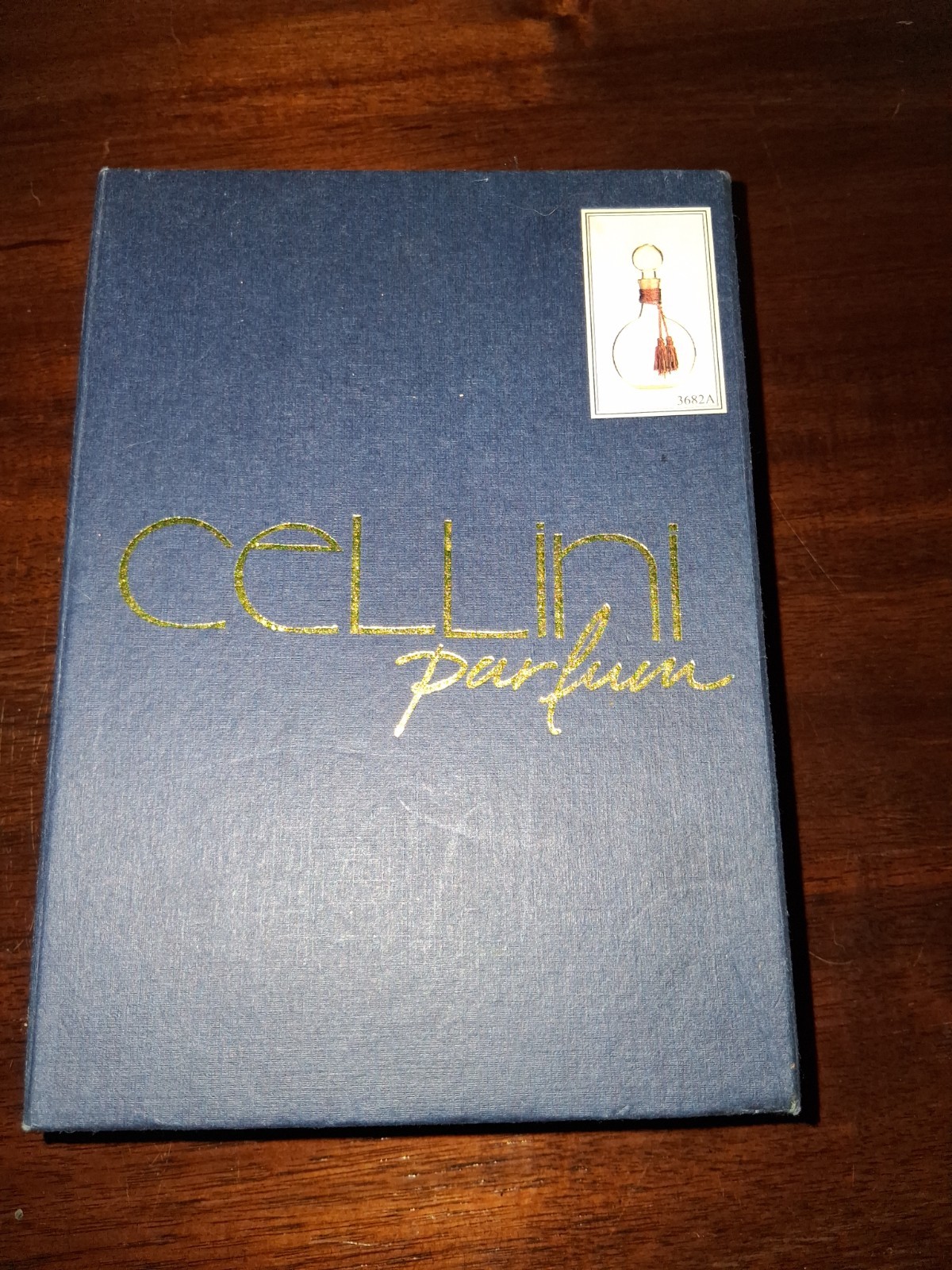 Cellini Parfum Bottle Clear Stopper Etched Glass 7 Inch #3682A  Open  Box