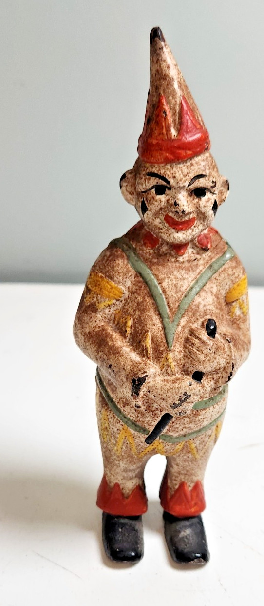 Antique AC Williams Circus Clown Still Cast Iron Penny Bank 1908 6\'\'