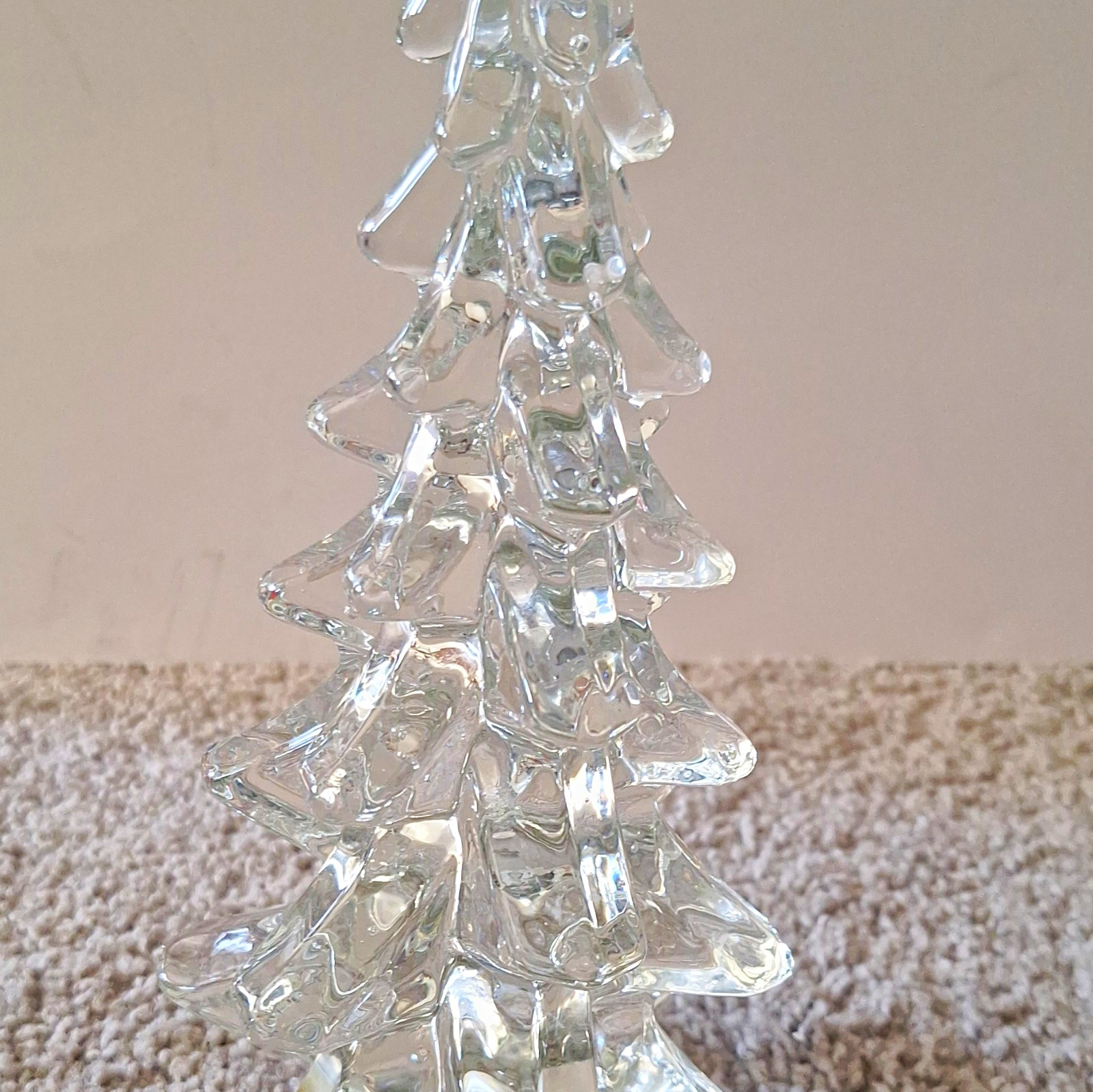Vintage Clear Hand Made Crystal Christmas Tree Figurine 9.75