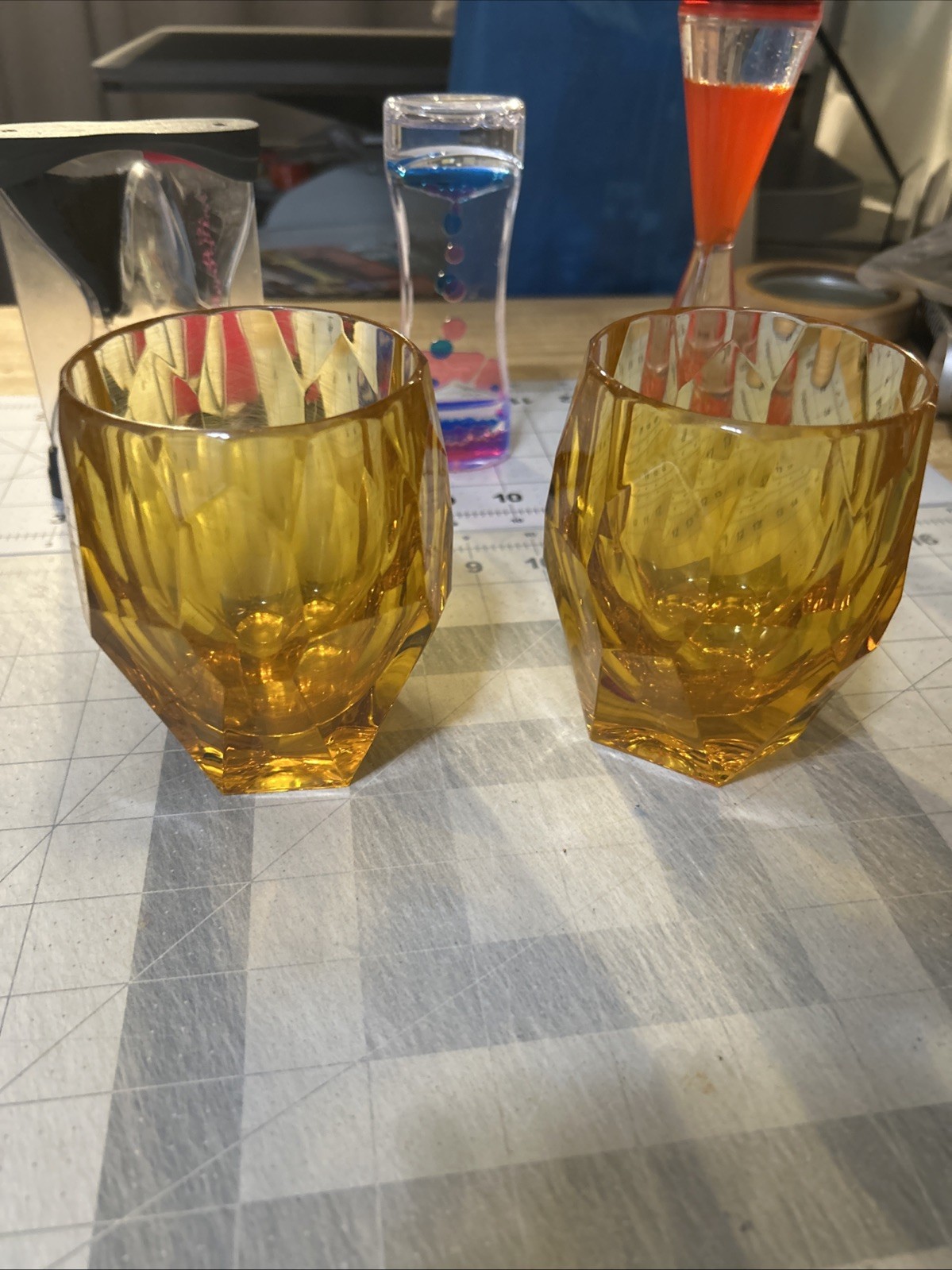 VTG Vintage Mario Luca Giusti - Set of 2 Acrylic  Novel Yellow SHIPS FREE NOW