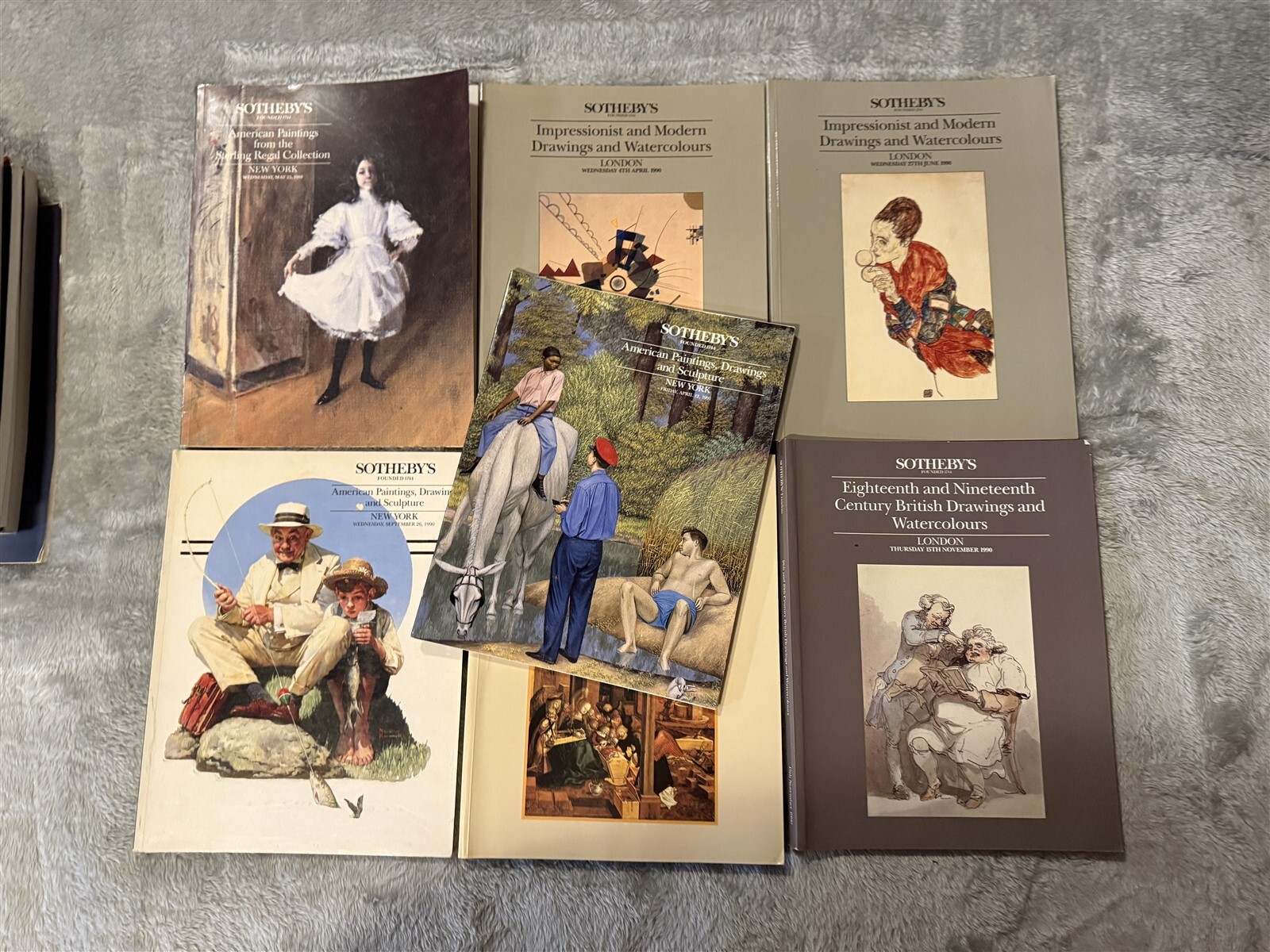 SOTHEBY\'S AUCTION CATALOG LOT OF 7 - 1988 1990 PAINTINGS DRAWINGS WATERCOLOURS