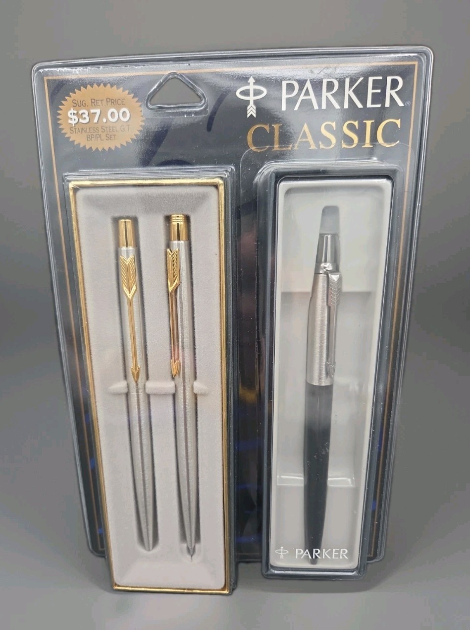 Vintage 1996 Parker Classic Flighter 3-Piece Pen Pencil Set NOS Sealed Made...