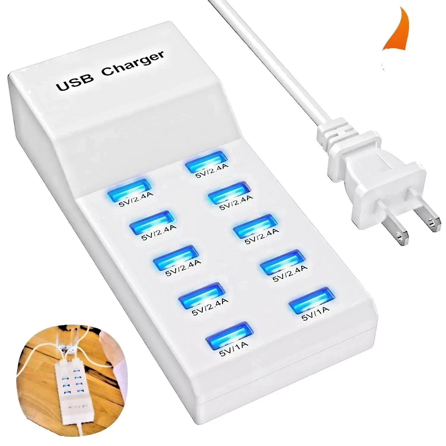 10-Port USB Charger Station 50W/10A Multiple USB Charging Station
