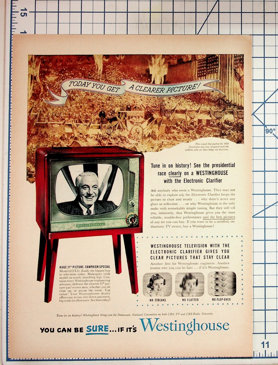 Vintage Westinghouse TV Ad 1954 Presidential Race Electronic Clarifier
