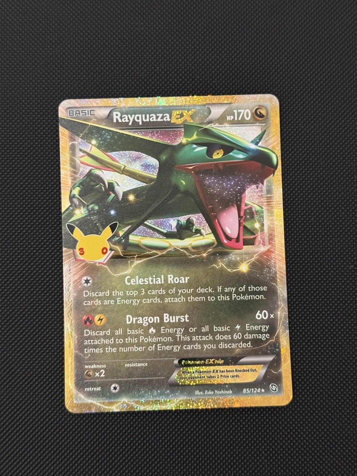 Pokemon 30th Anniversary Classic Collection Rayquaza EX 85/124 Gold Boarder