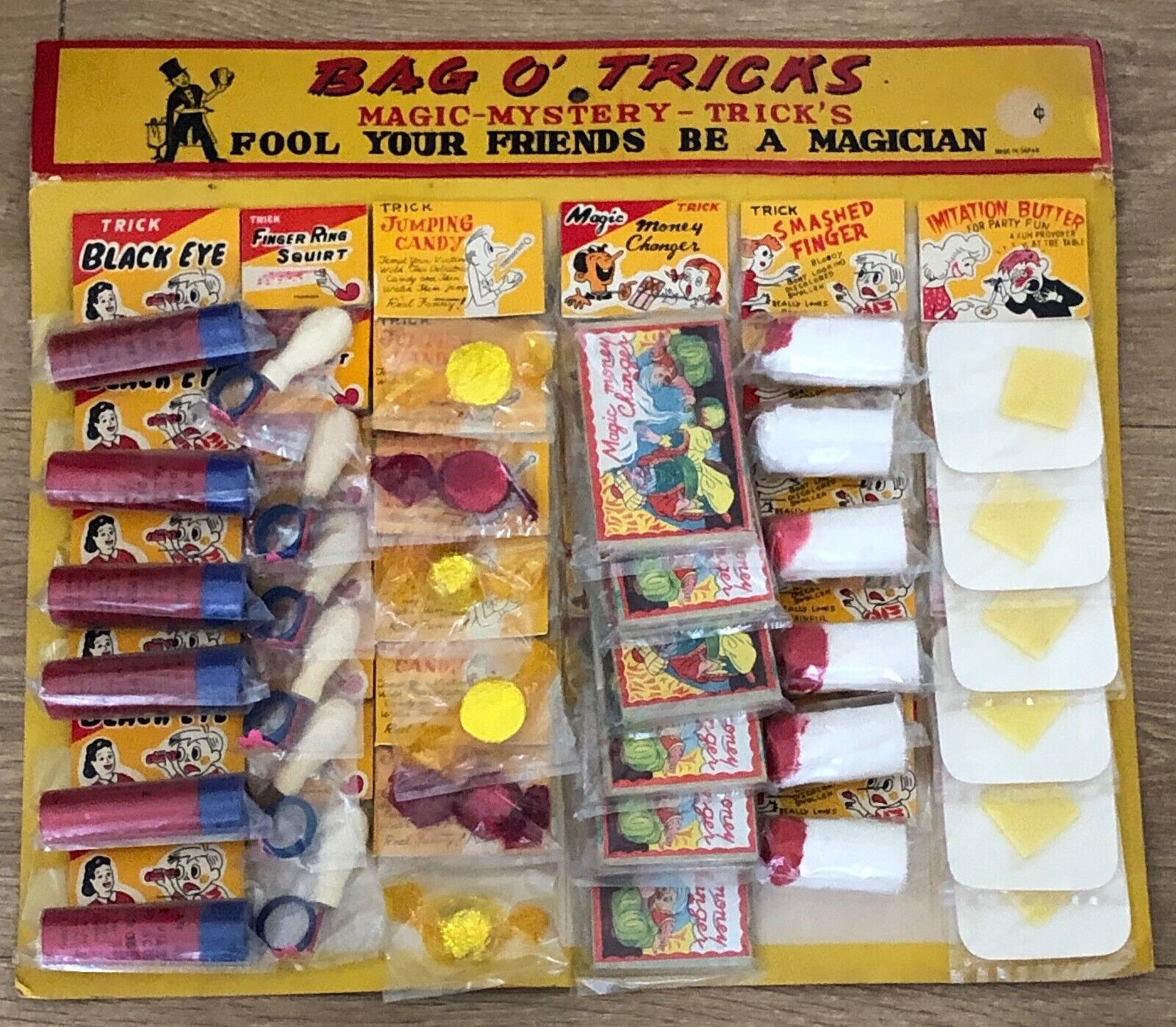 Magic Toys Display Tricks Store Vintage Bag 'O Tricks 1950s Full Rack Card