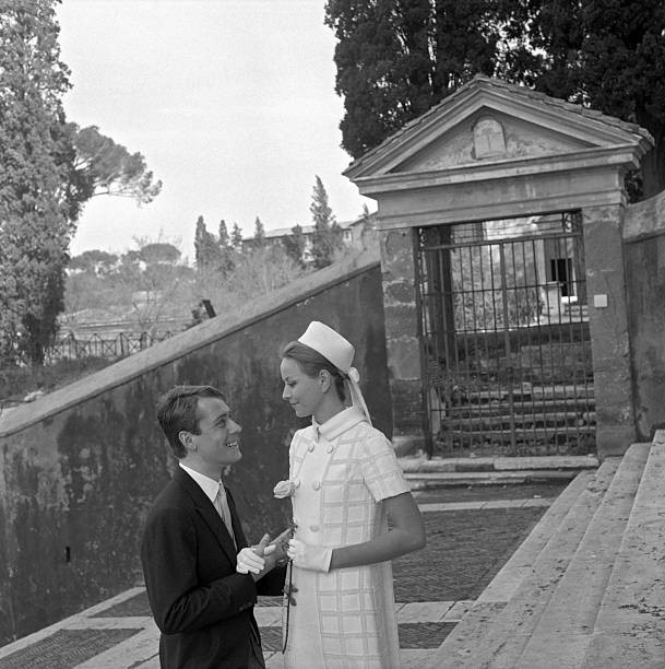 Young married couple smiling day of their very well done wedding I- Old Photo