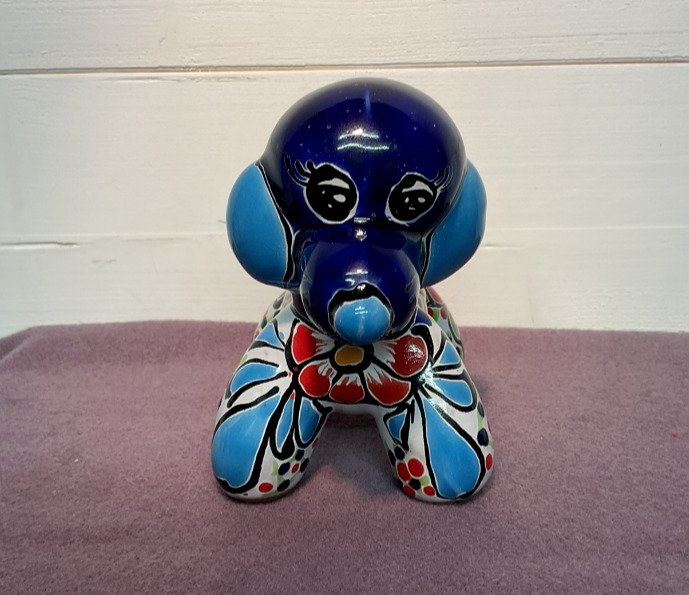 MEXICAN TALAVERA POTTERY - DOG PLANTER  - HAND PAINTED - EXCELLENT CONDITION