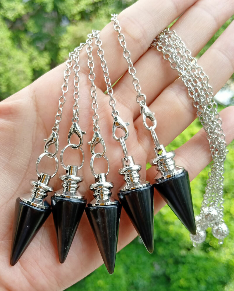 10pcs Black Agate Stone Magic Pendulum Pendant Energy Power Reiki Healing Amulet
