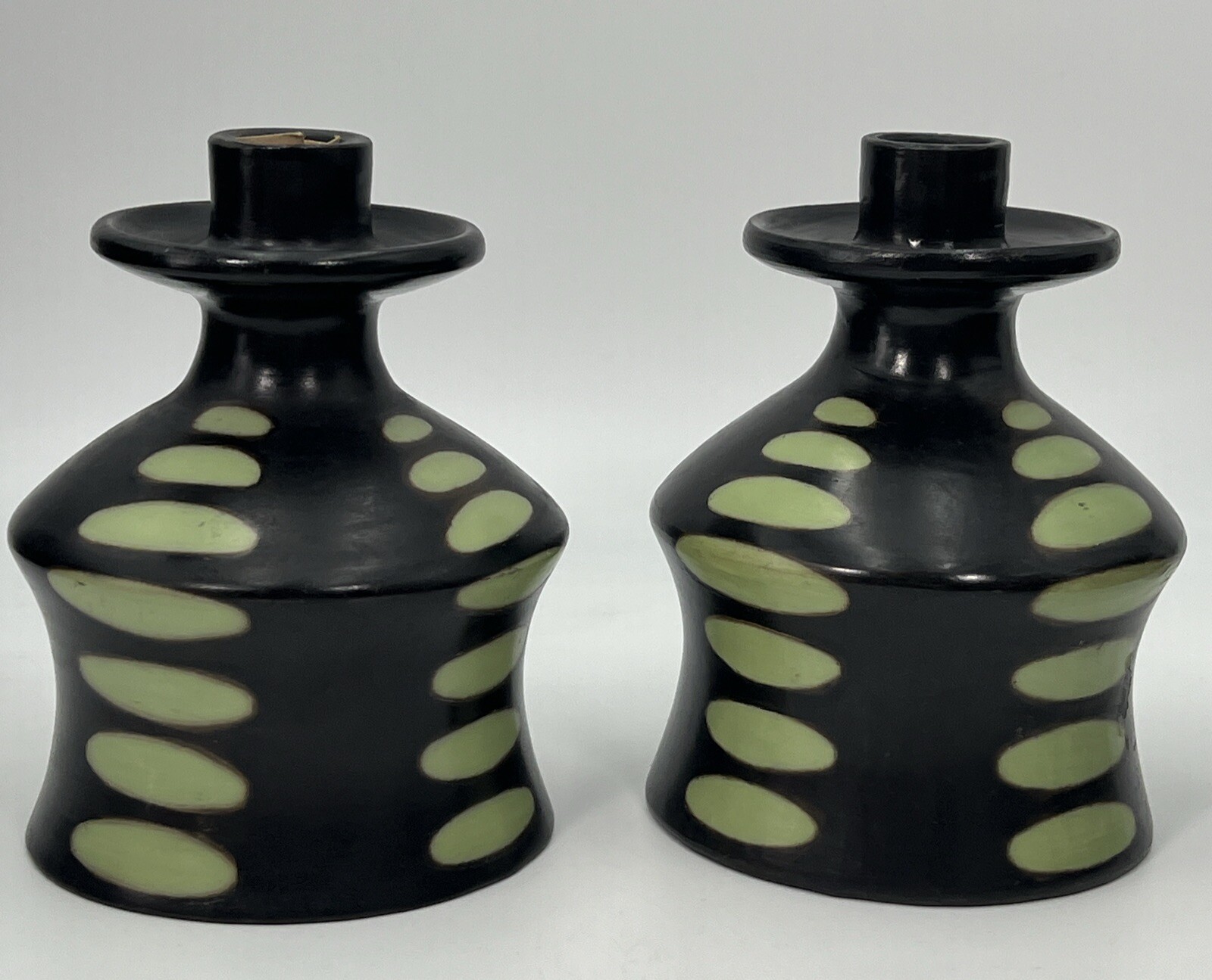 PERUVIAN MODERNIST CHULUCANAS POTTERY Candle Holders MARCELO PRADO 2004