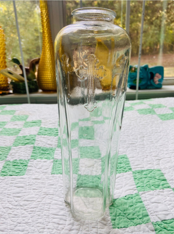 Vintage The Root Glass Company Embossed Cross Light Bottle -  Catholic