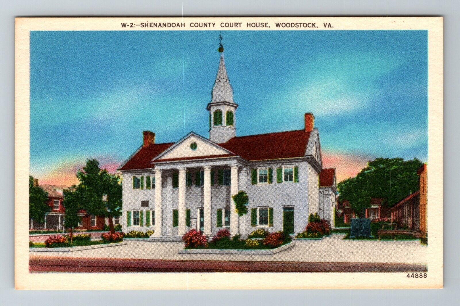 Woodstock VA-Virginia, Shenandoah County Courthouse Vintage Souvenir Postcard