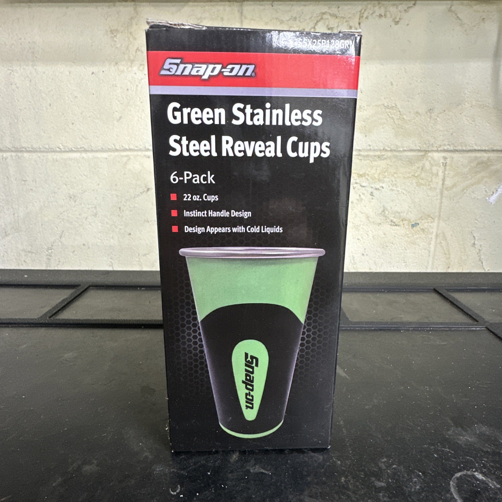 BRAND NEW GREEN Snap-On Tools Stainless Steel Reveal Cups. 22 oz. 6-pack. 