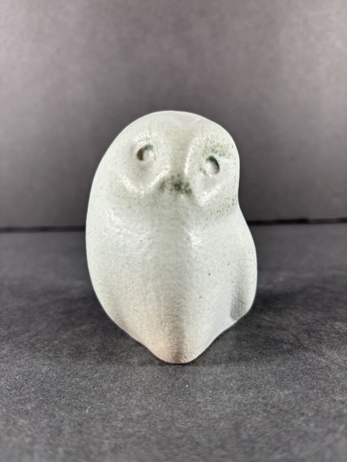 Vintage Ceramic Owl Figurine Figural Green Gray Approx 3”