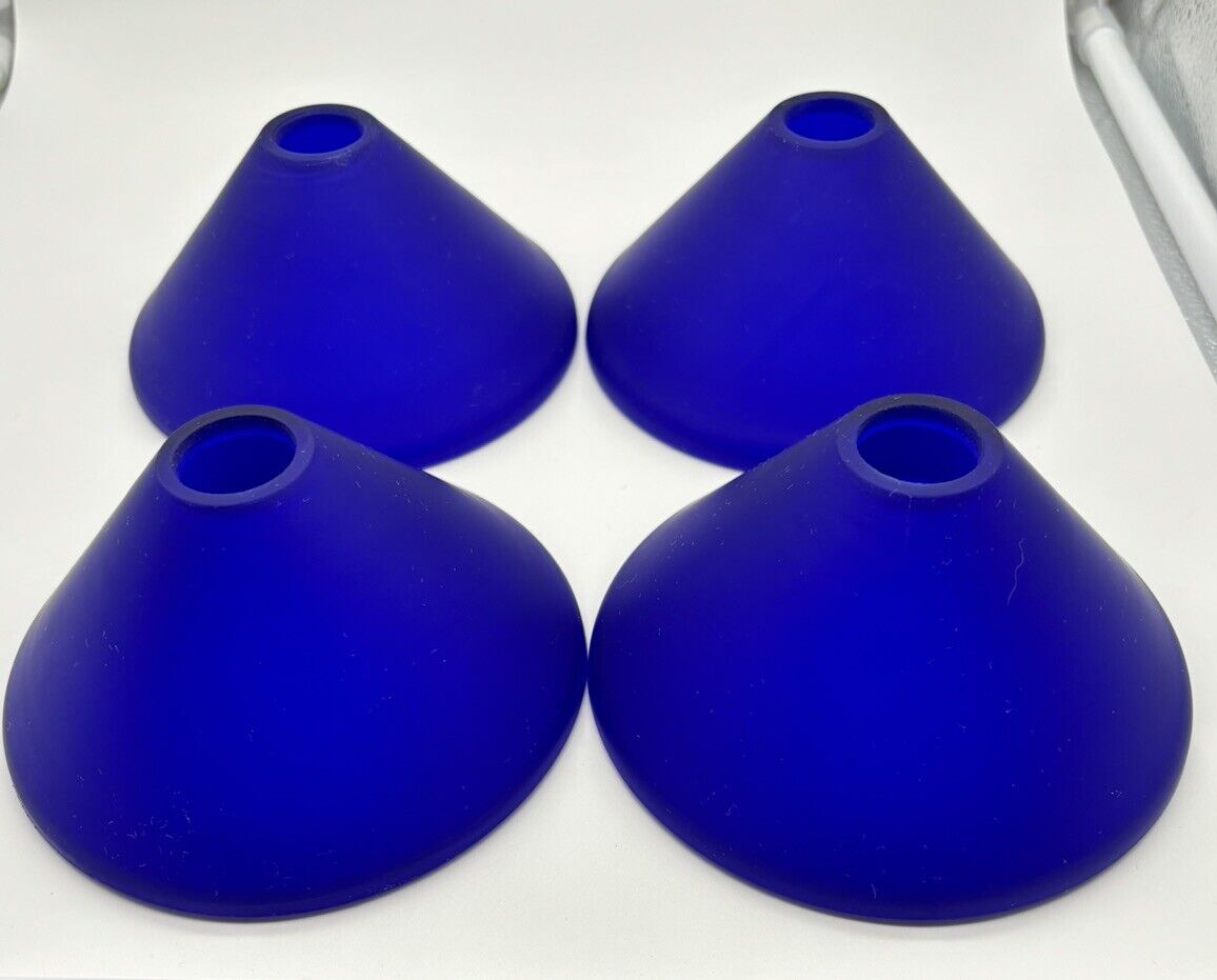 Vintage Royal Blue Glass Lamp Shades Set Of 4
