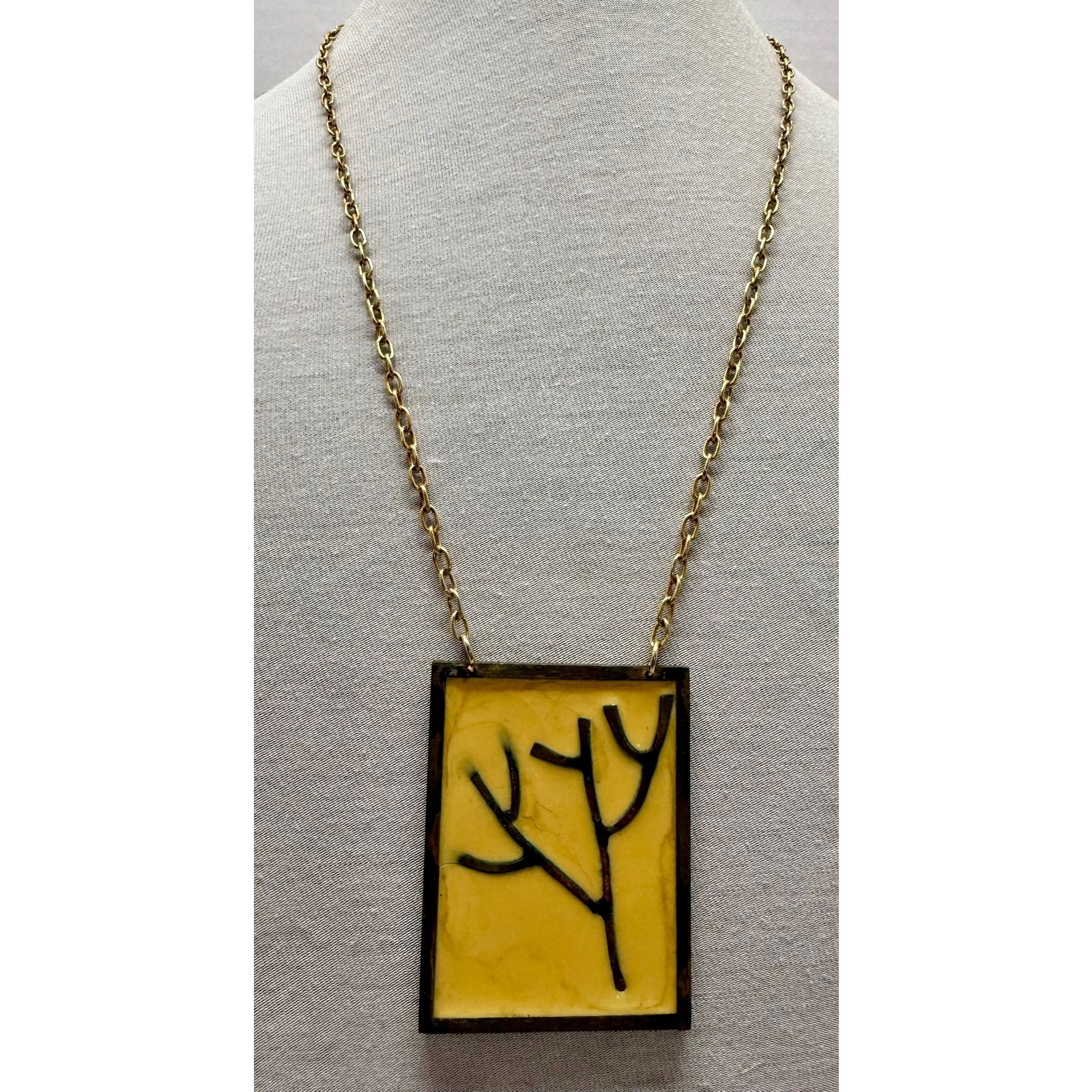 Vintage 1960s Rare Jerry Fox Stained Glass Necklace & Pendant Vintage 1960s Rare Jerry Fox Stained Glass Necklace & Pendant