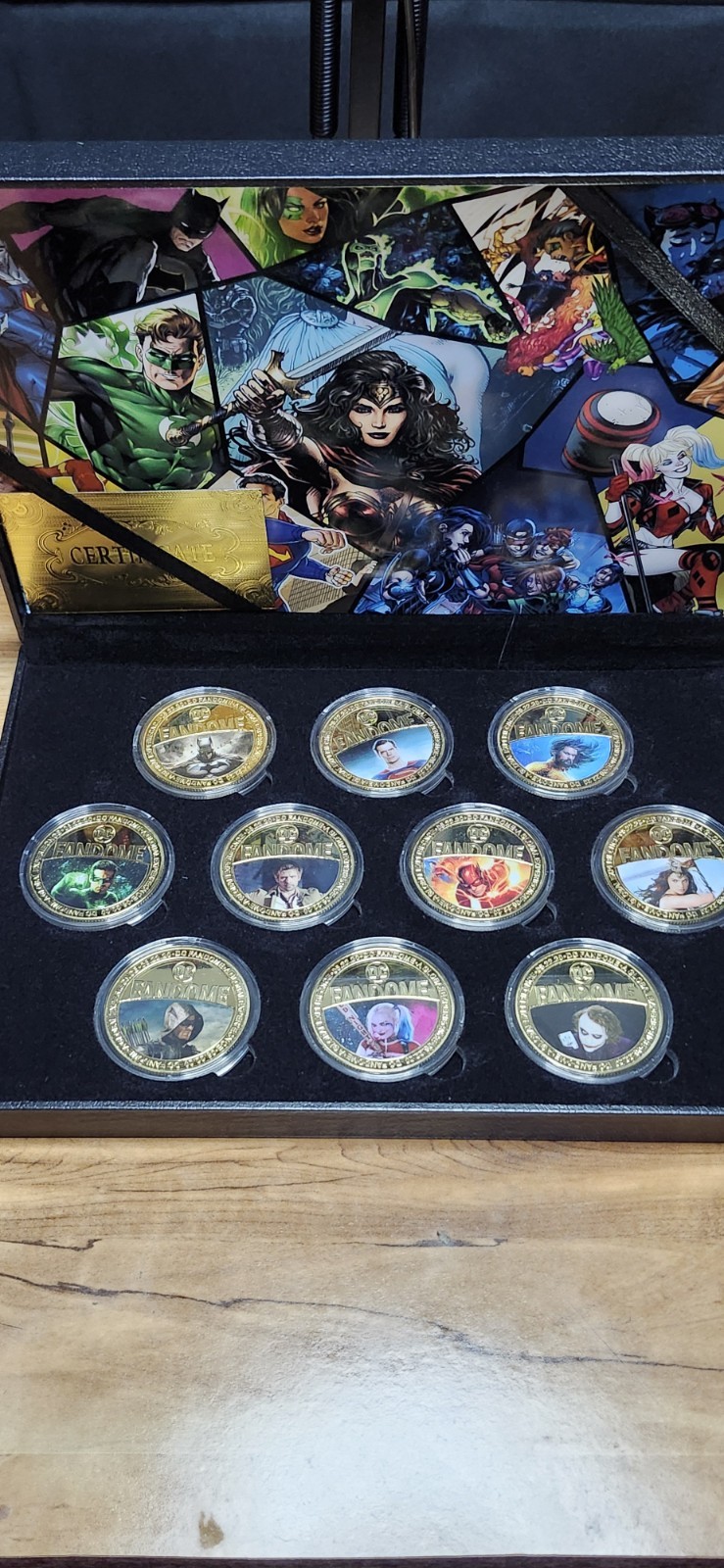 DC Fandome Justice League  Harley Quinn Joker 24k Gold Plated 10 Coin Set COA
