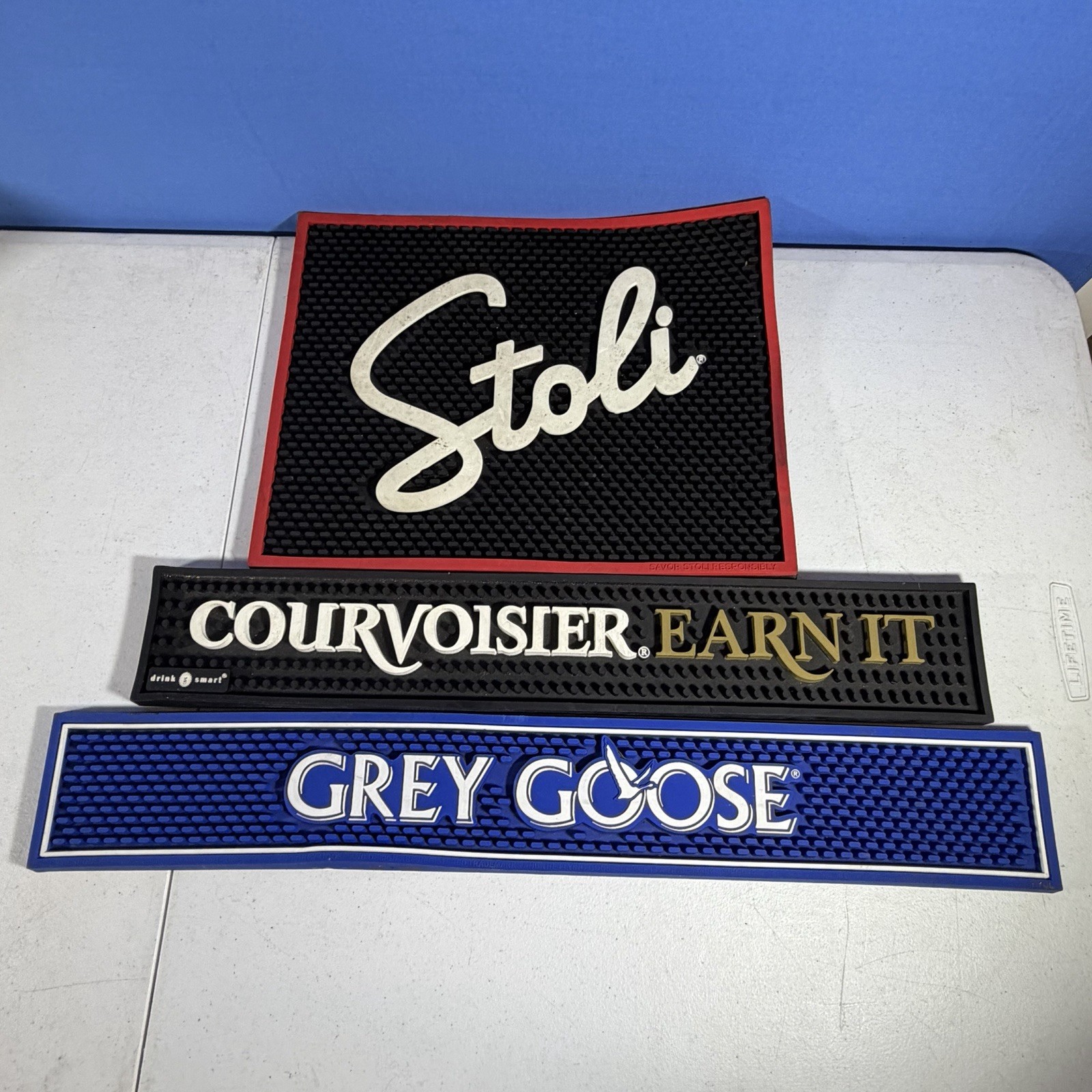 Lot Of 3 Bar Mats Grey Goose, Stoli, Courvoisier