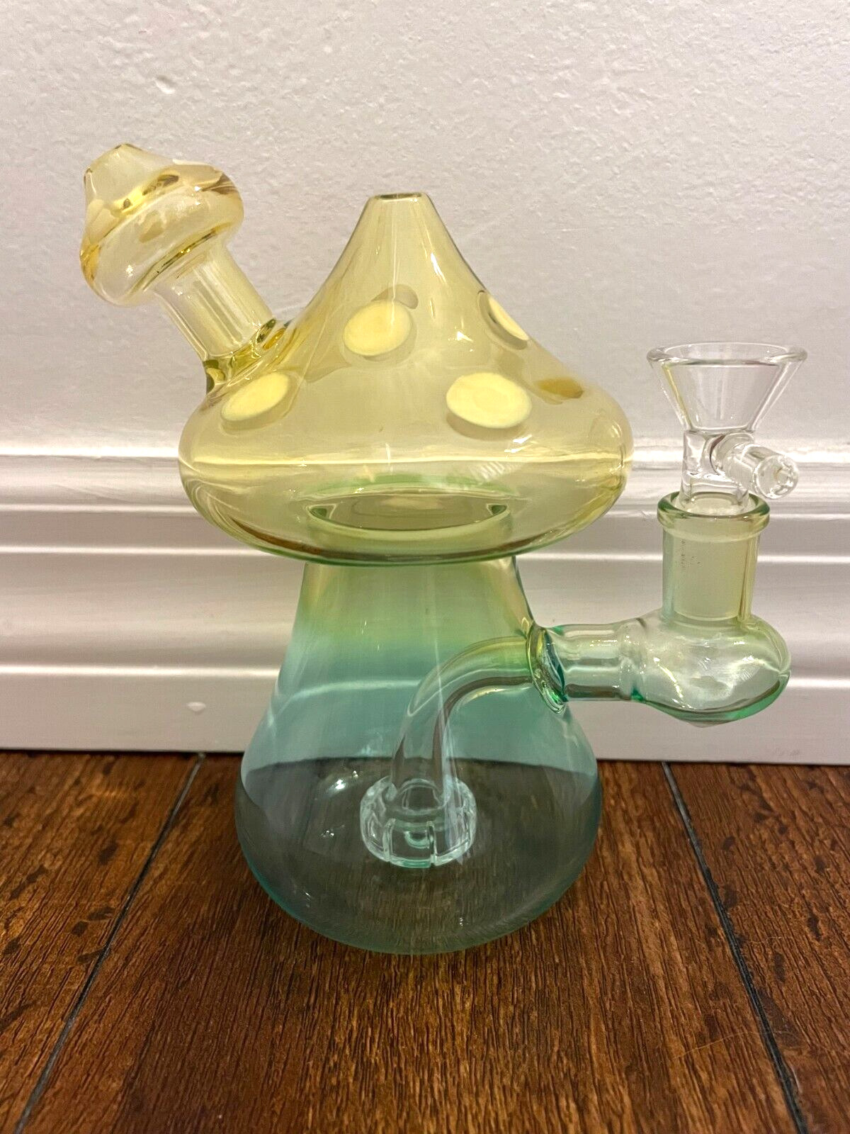 6” Premium Glass Water Pipe Neon Blue/Yellow Mushroom 14mm