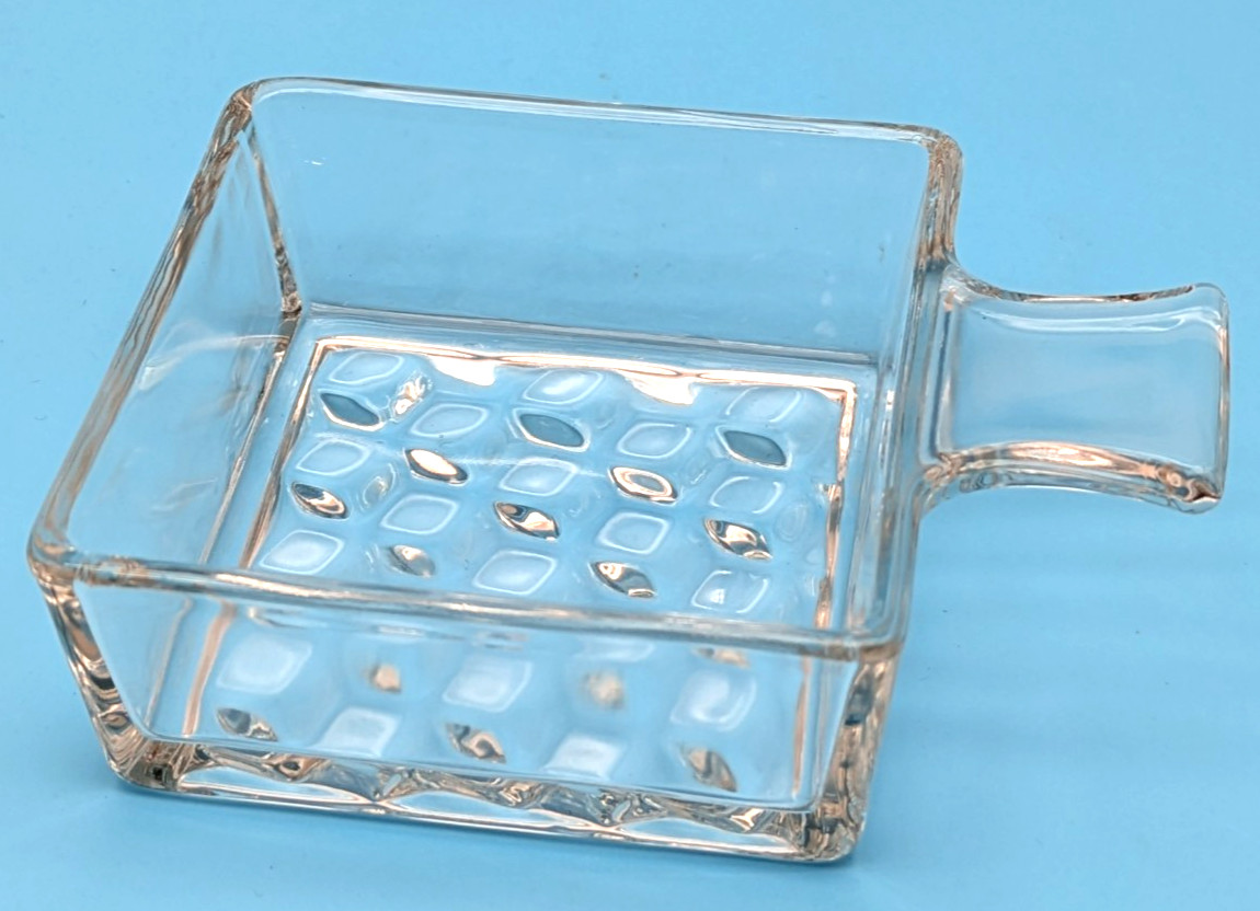 Fosteria America Clear Handle Dish Vintage 1930s Square Appetizer USA Fosteria America Clear Handle Dish Vintage 1930s Square Appetizer USA