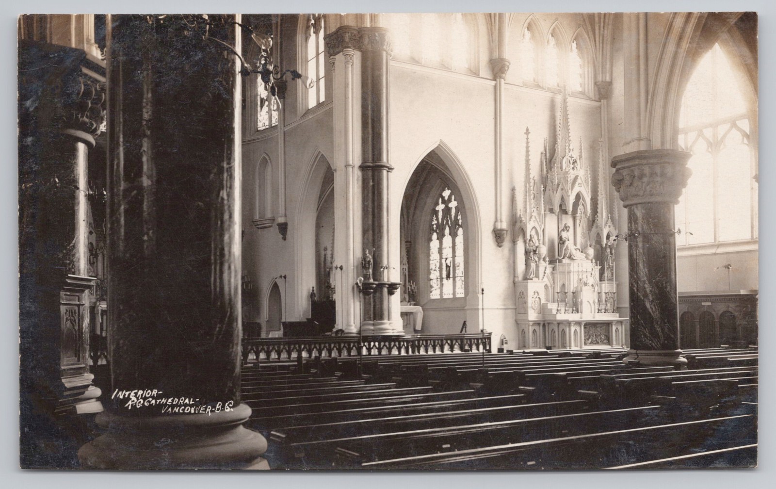 Vintage Vancouver BC Photo Postcard c1908 RC Cathedral RPPC Holy Rosary Interior