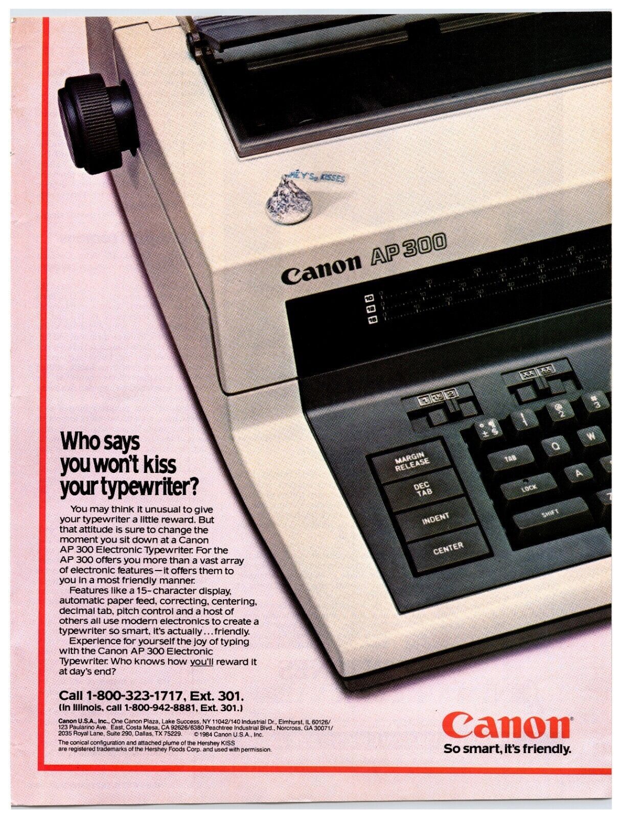 Original 1984 Canon Ap 300 Typewriter -Original Print Ad (8x11)  *Advertisement*