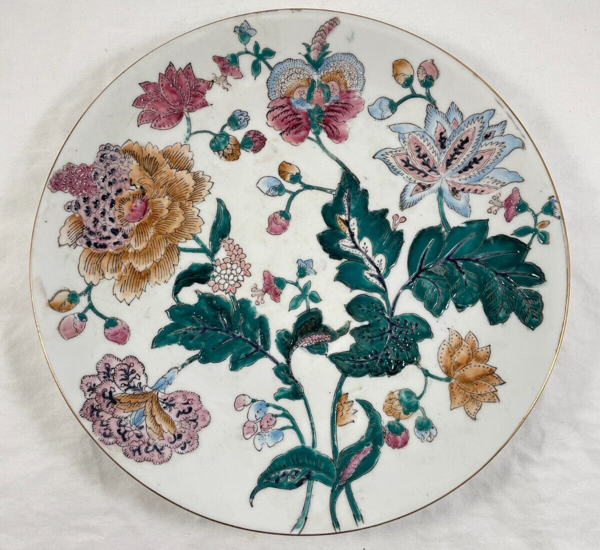 Floral Hand Painted Plate HFP Macau Porcelain Decorative 10 1/4\