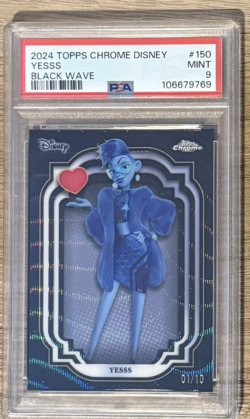 2024 Topps Chrome Disney Yesss #150 Black Wave /10 PSA 9 Ralph Breaks Internet