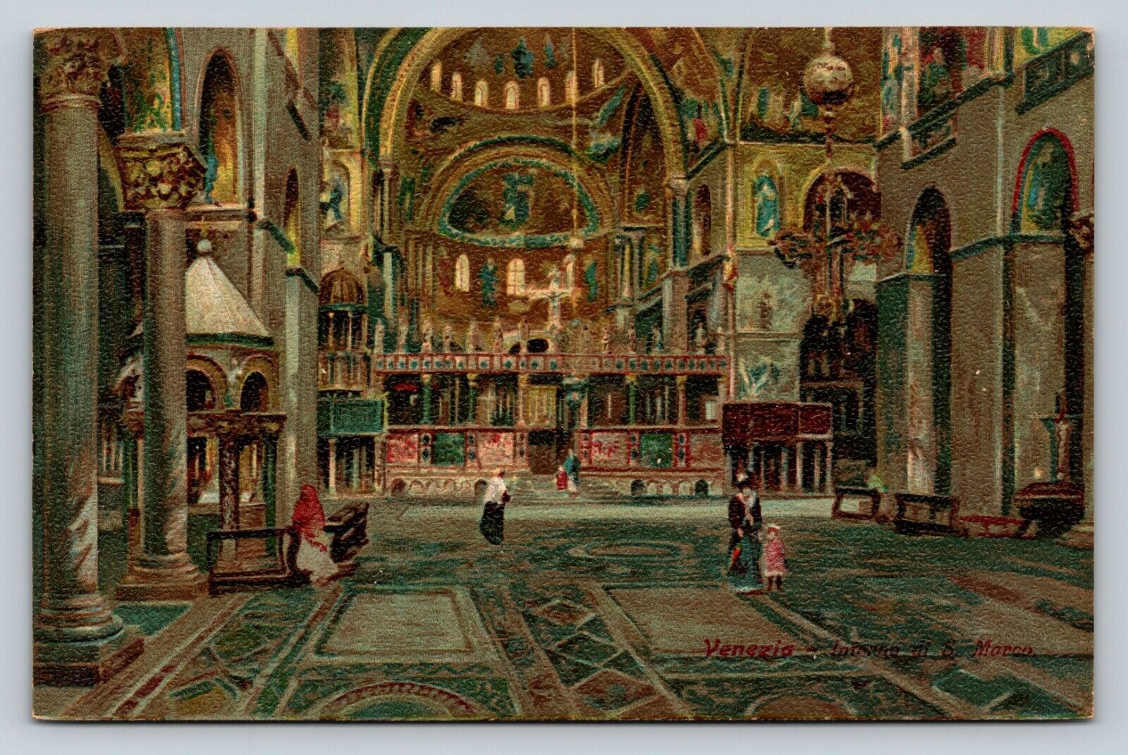 Venice Italy Interior of St. Mark\'s Cathedral VINTAGE Postcard