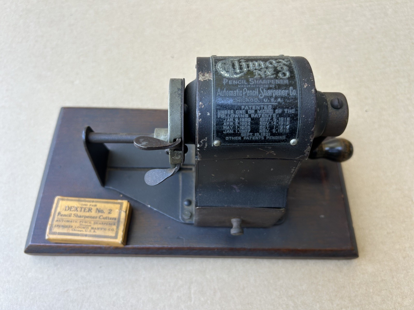 Antique 1921 Climax No.3 Automatic Pencil Sharpener Co. Chicago USA Works Great
