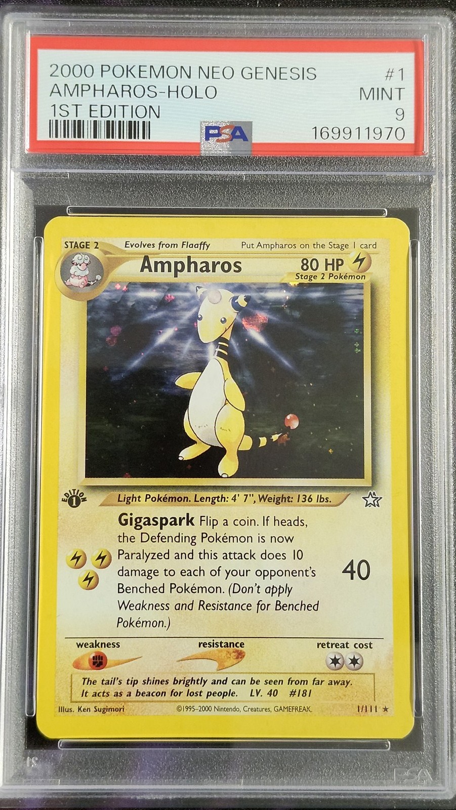 Pokemon PSA 9 Ampharos 1 1st Editon Neo Genesis Pokemon PSA 9 Ampharos 1 1st Editon Neo Genesis