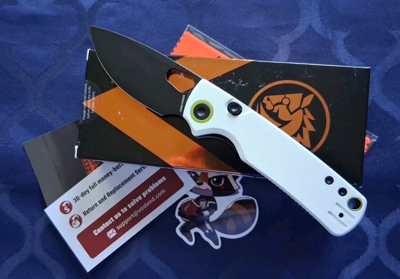 *NEW*🔥 VOSTEED Porcupine White G10 & Black 14C28N Top Liner Lock Folding Knife