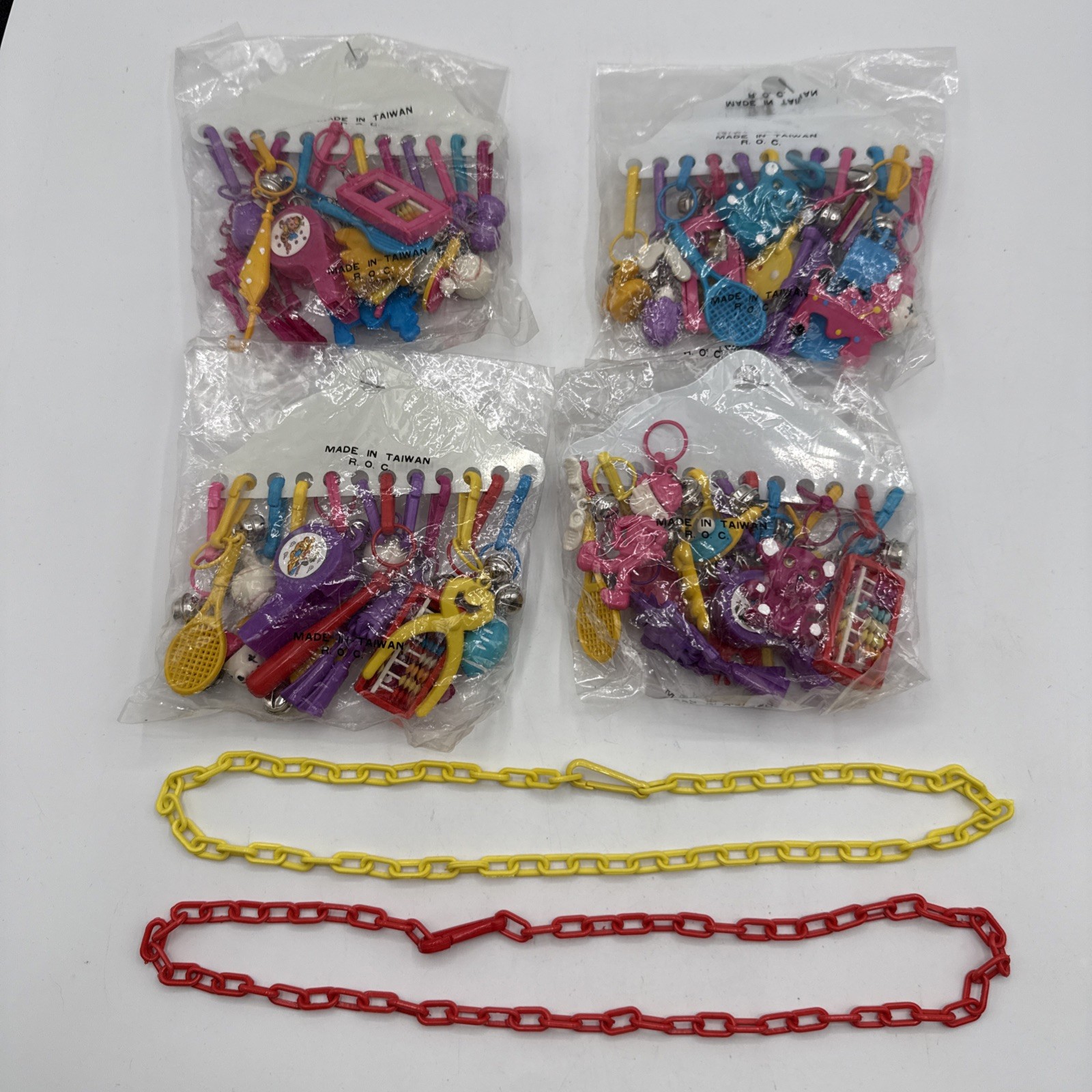 1980's NOS NIP 12 Packs Charms 48 Pc NEVER OPENED+TWO  PLASTIC CHARM NECKLACES