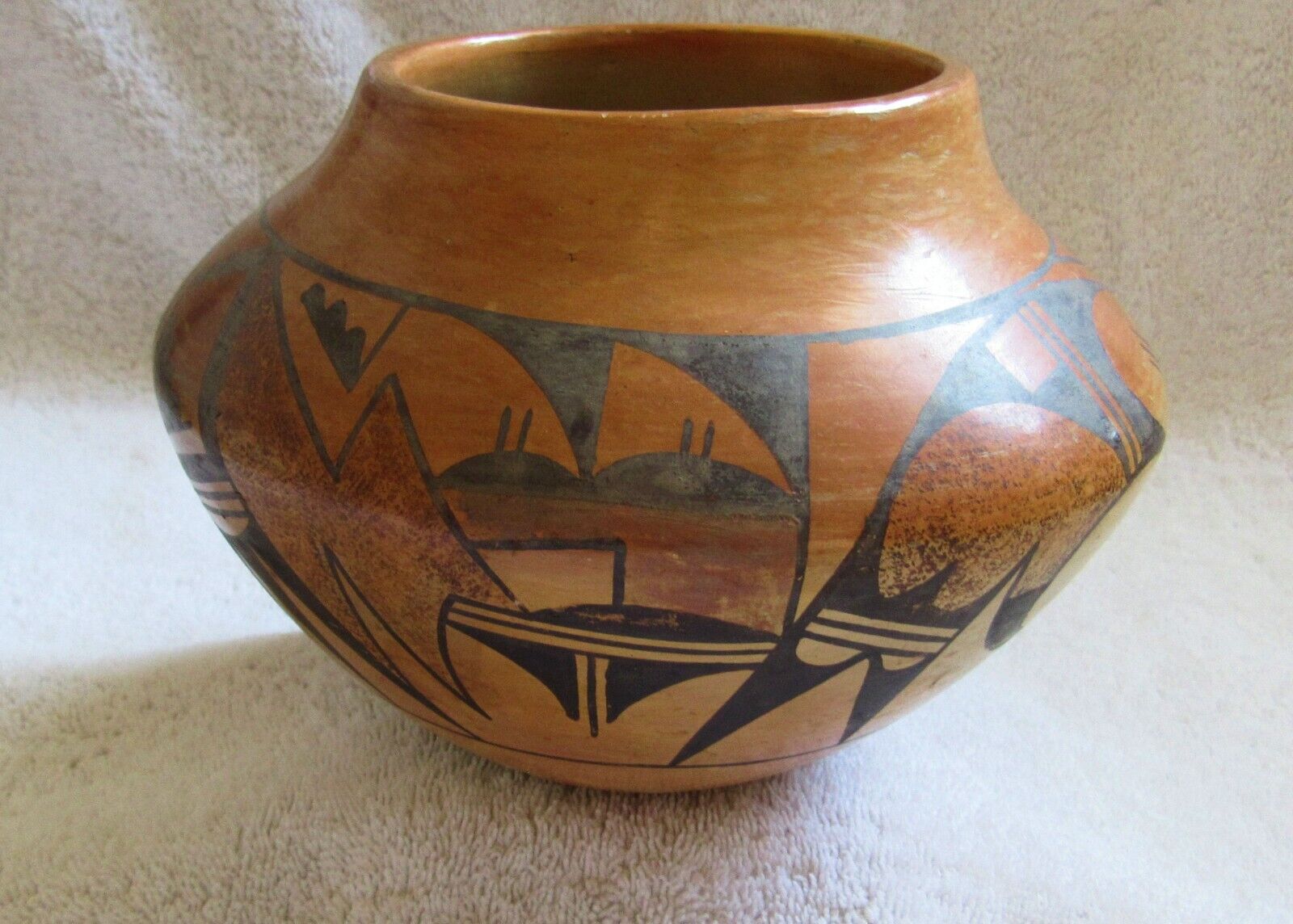 Old Hopi Indian Decorated Polychrome Vase Bowl Nampeyo Sikyatki Style Design