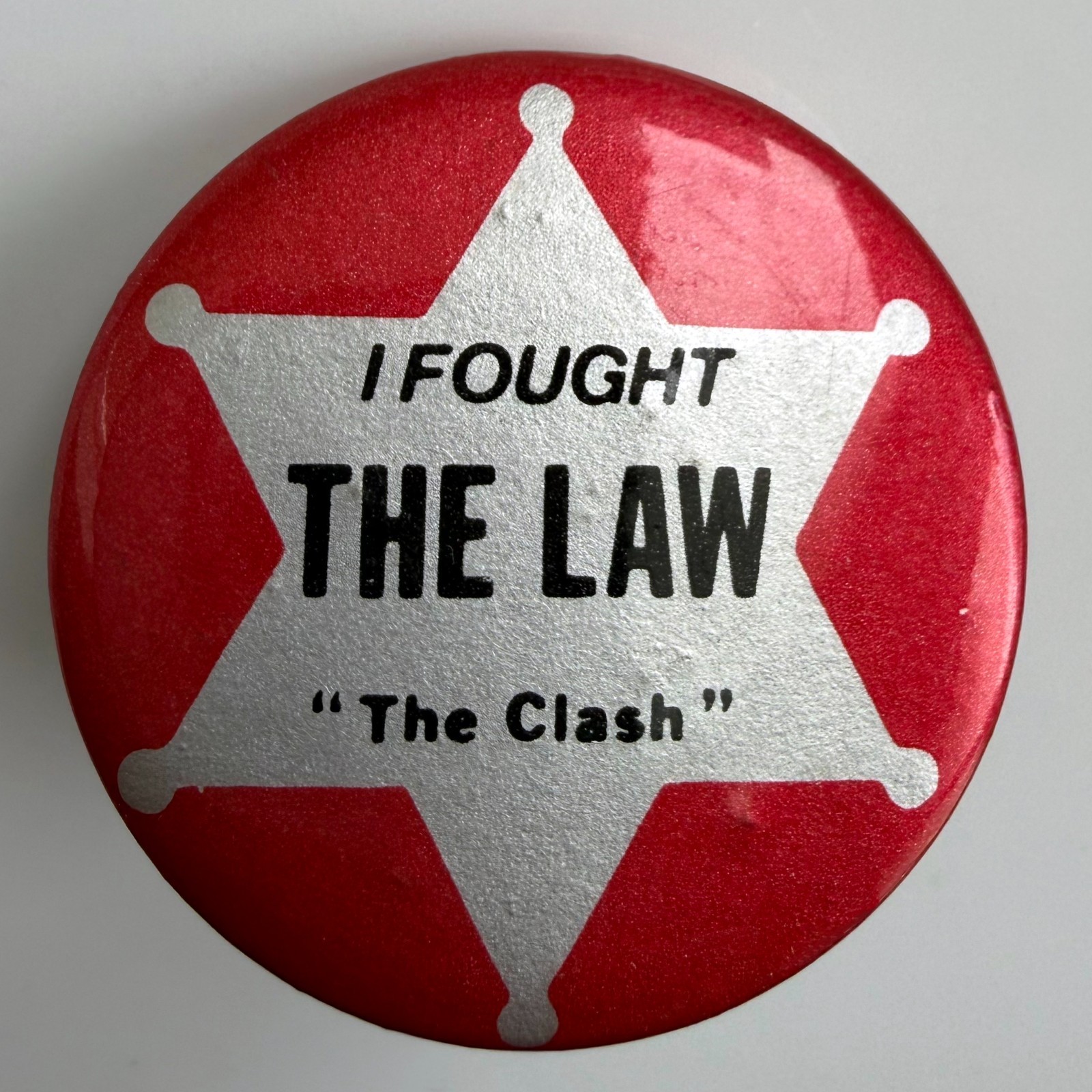 RARE Vintage 80's THE CLASH I Fought The Law promo button pin badge Joe Strummer