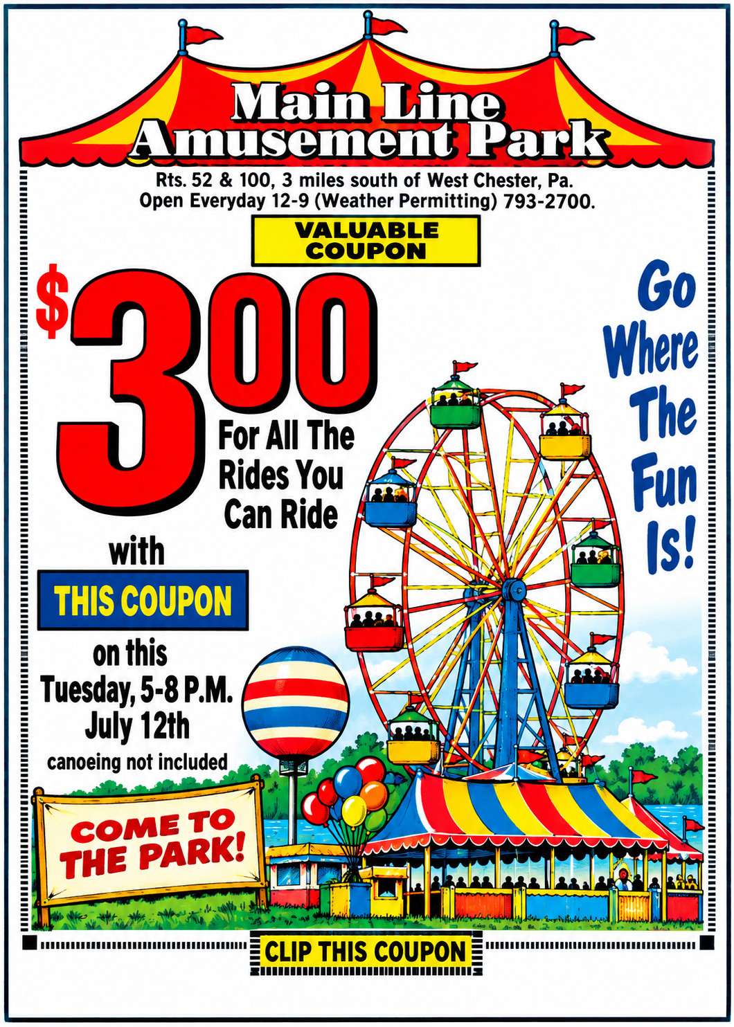 Vintage Maine Line Amusement Park Ad Magnet – West Chester, Pennsylvania