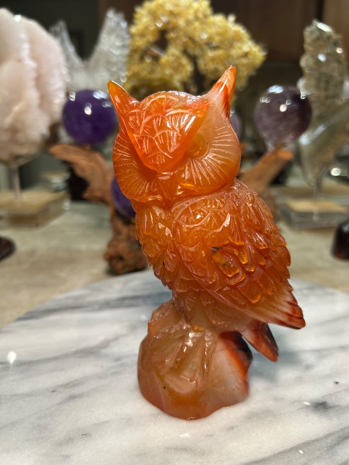 Carnelian  Owl Carving