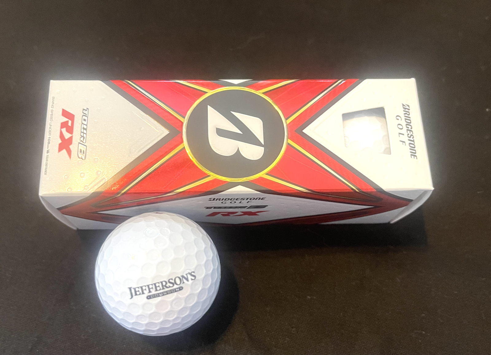 JEFFERSON\'S BOURBON BRIDGESTONE TOUR B RX  GOLF BALL 3 BALL SLEEVE - NEW