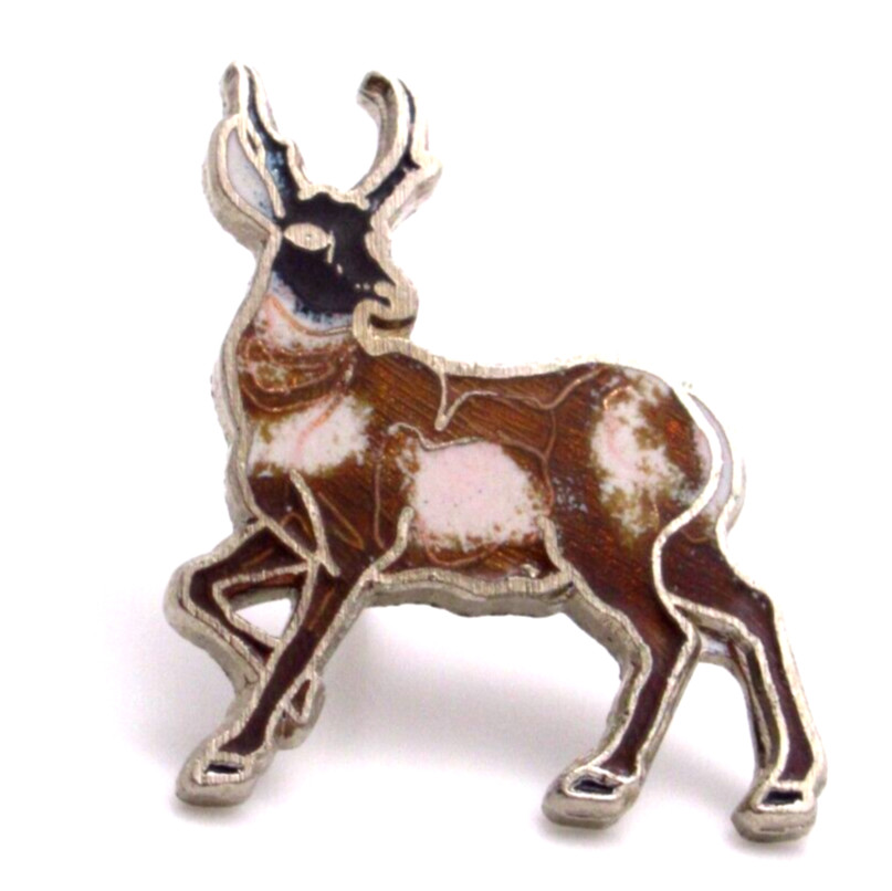 Vintage Pronghorn Antelope Pin Wildlife Nature Collectible Lapel Silver Tone