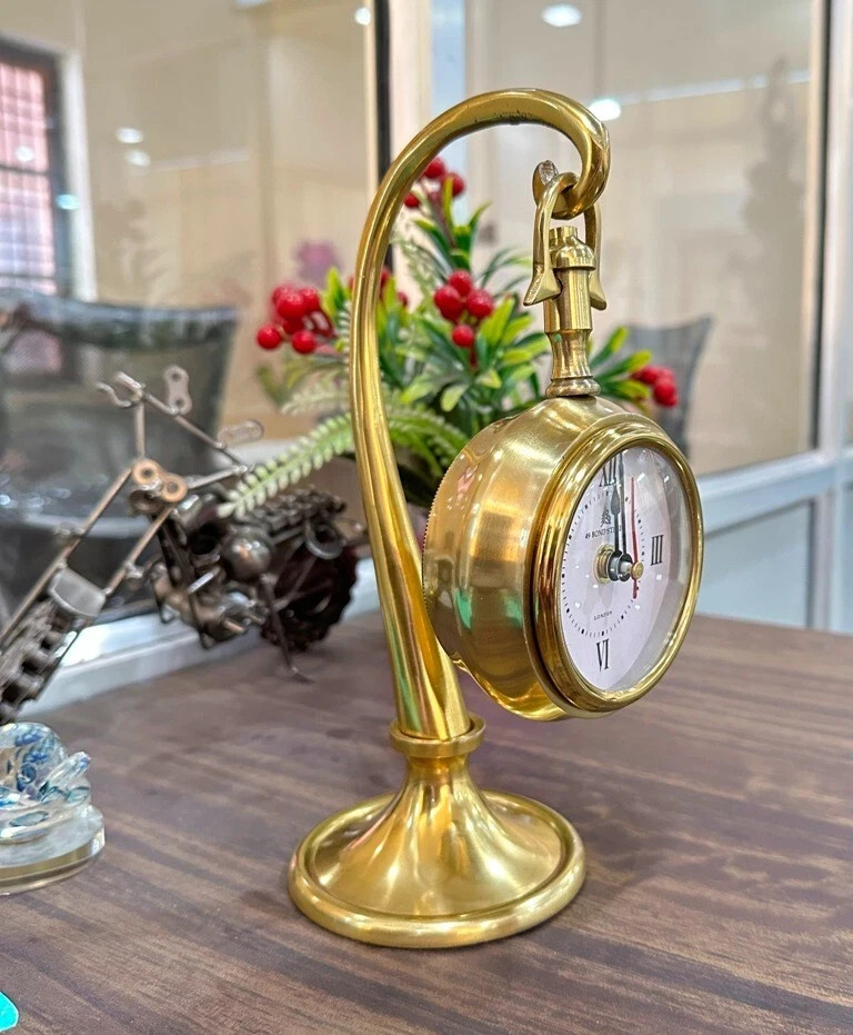 Beautiful Vintage Brass Desk Clock Table Clock Antique Nautical Clock Brass Gift