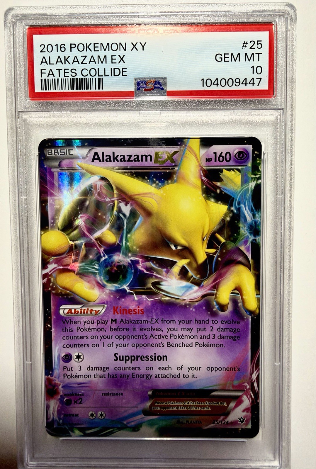 Pokémon TCG Alakazam EX #25 2016 POKEMON XY FATES COLLIDE PSA 10 Low Pop 180