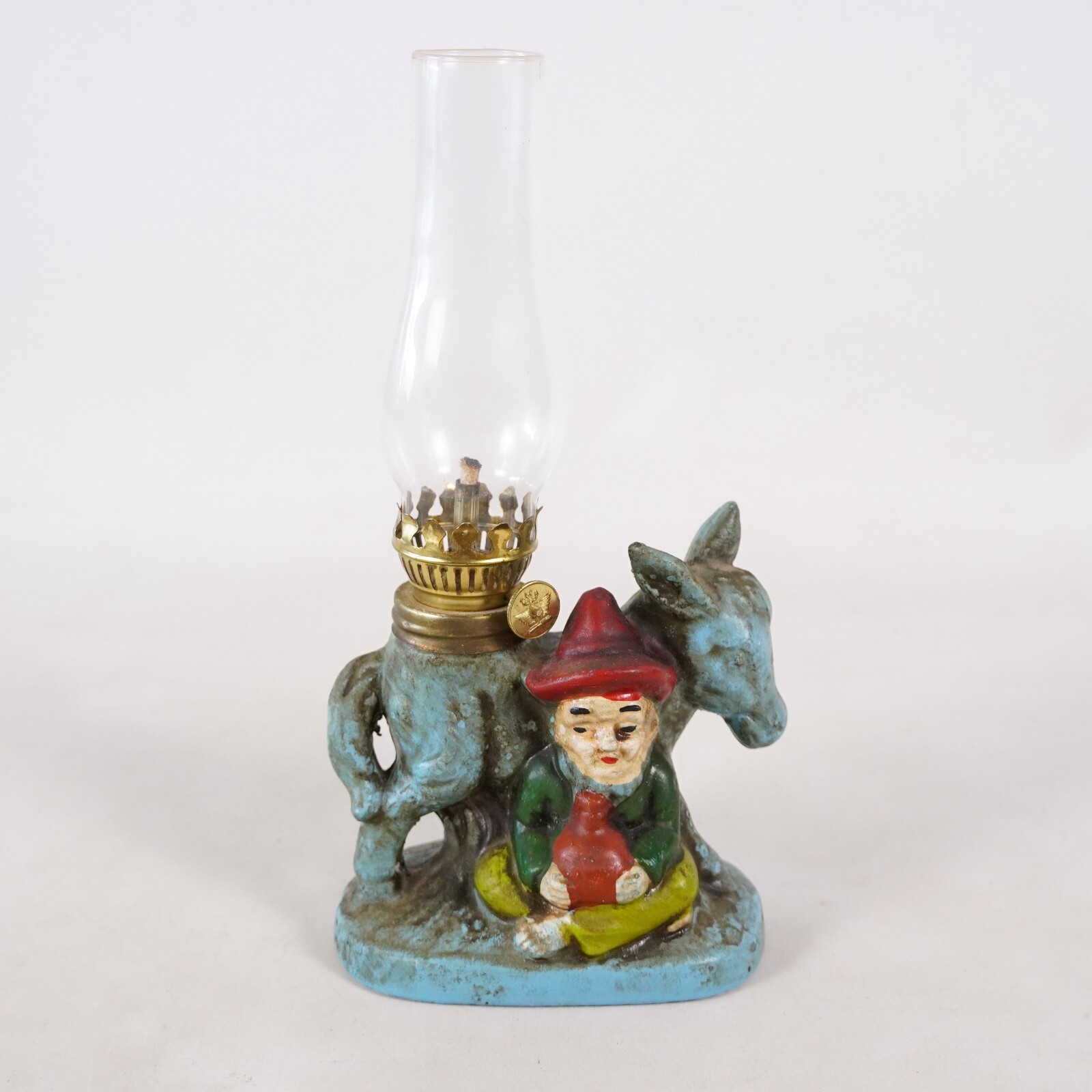 Vintage Lugene\'s Hillbilly Donkey Ceramic Mini Kerosene Oil Lamp Desk Lantern
