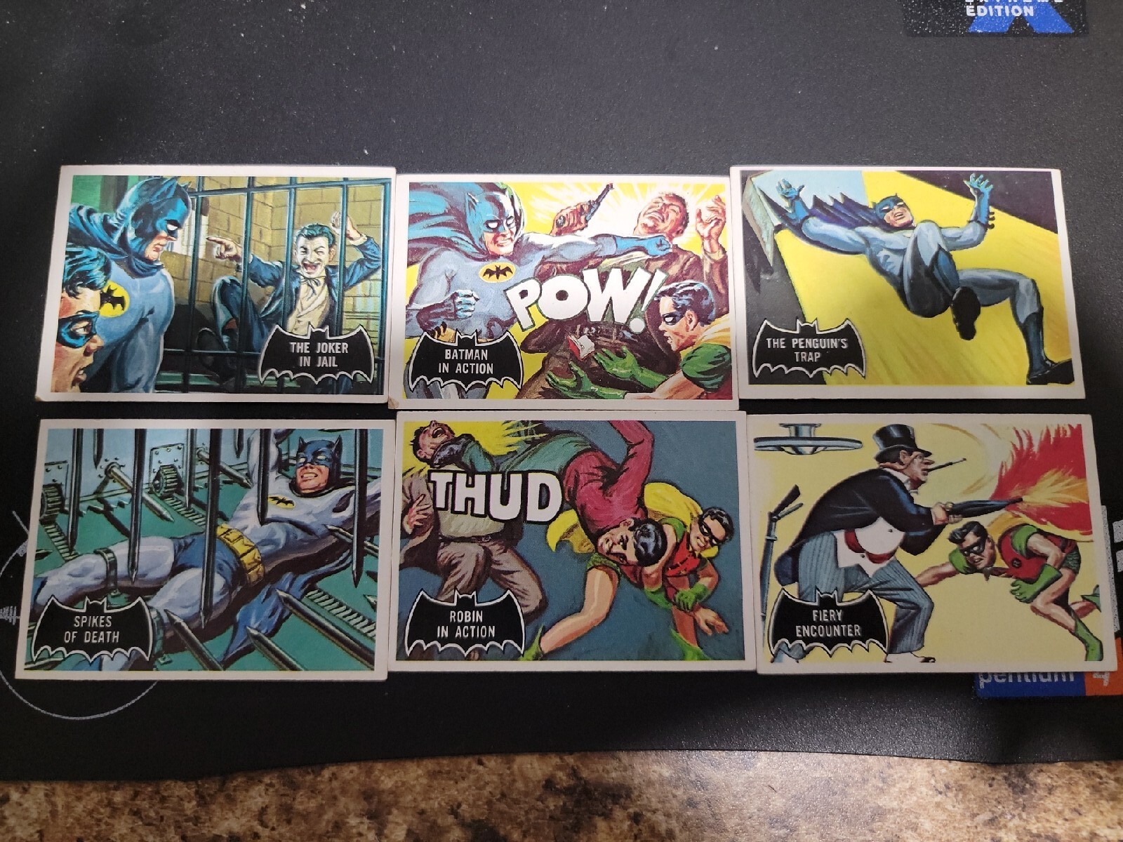 BATMAN 1966 TOPPS BLACK SERIES TRADING  CARD #13,15,16,17,18,19