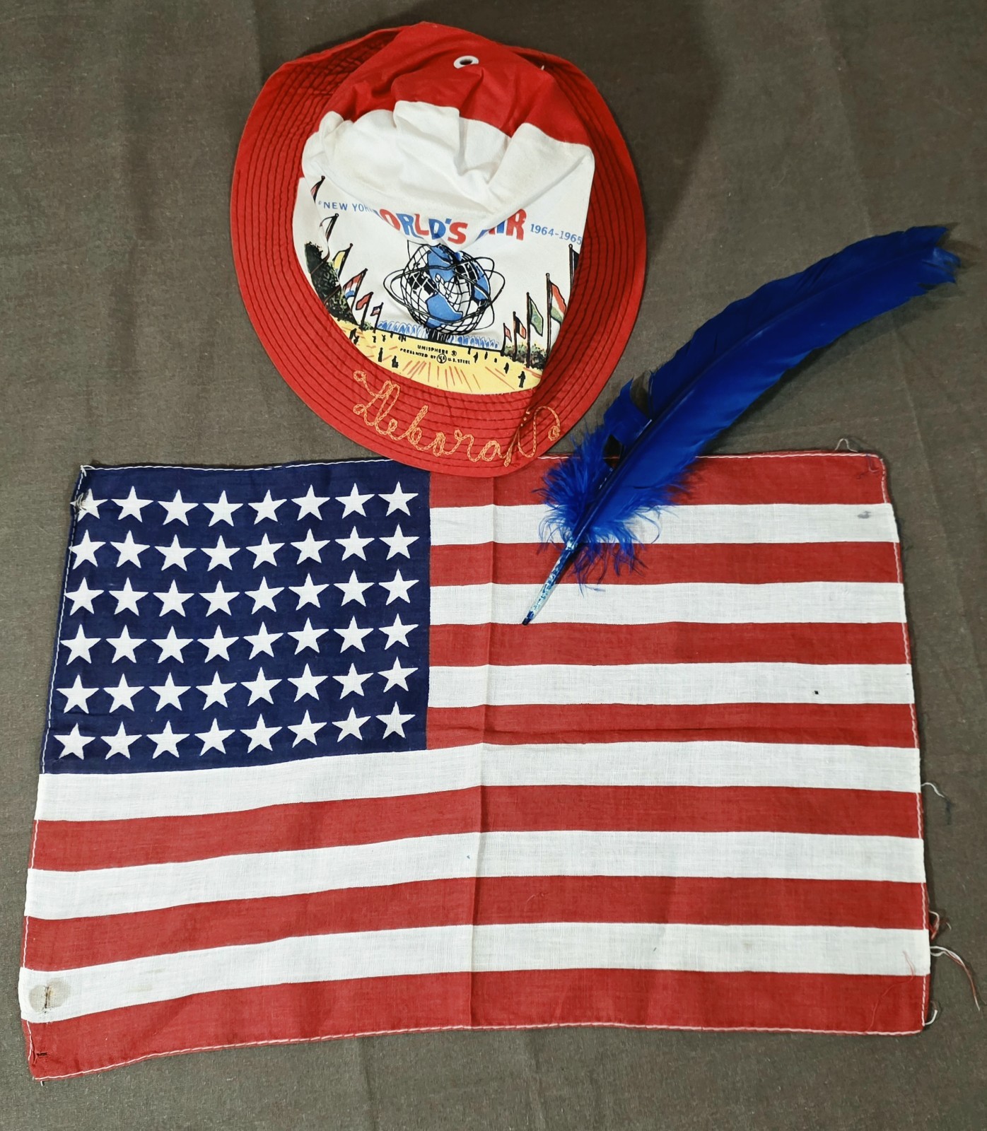 Vintage New York World's Fair 1964-65 Child's Arlington Hat Embroidered Deborah