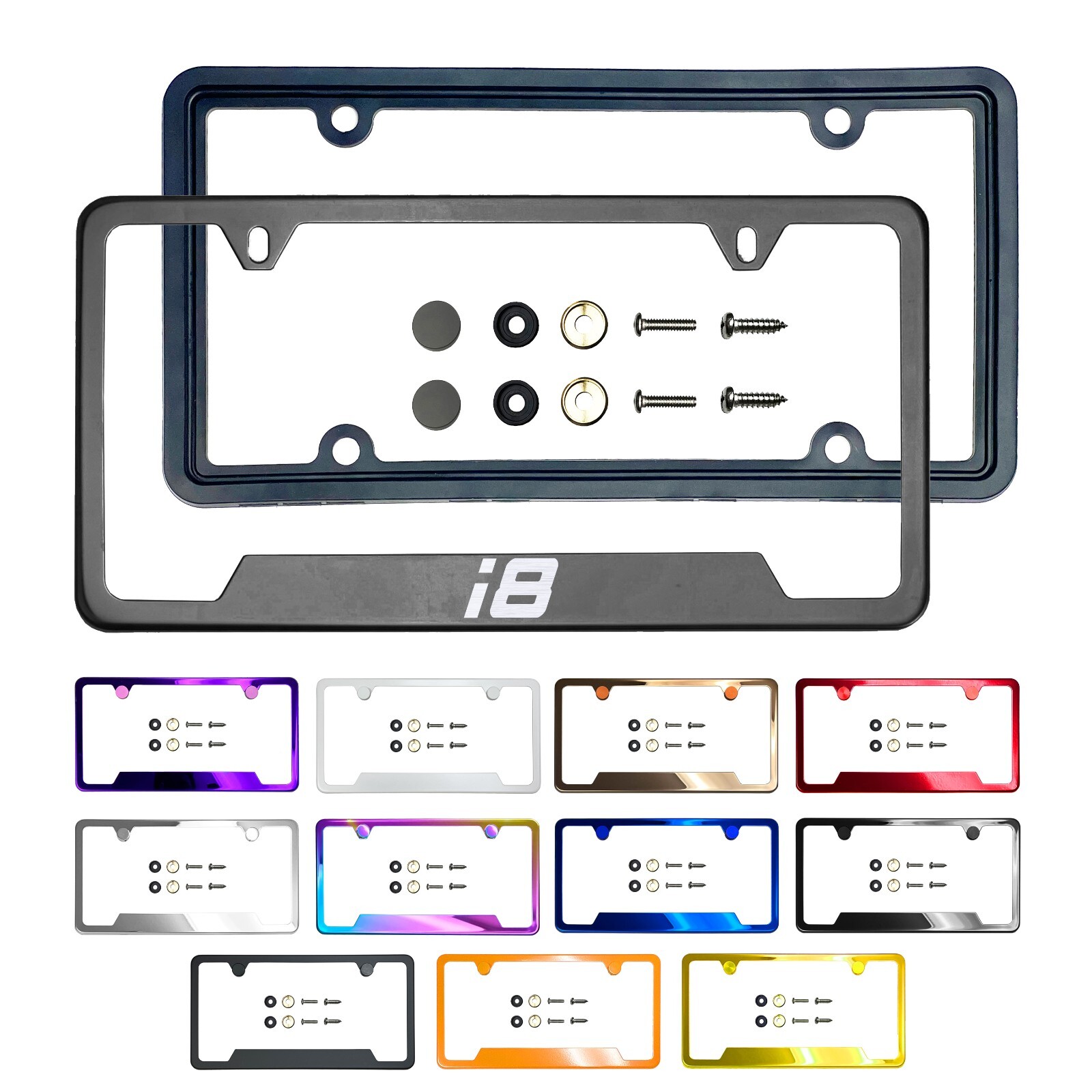 new Laser Etched Customize Stainless Steel License Frame Silicone for BMW  i8