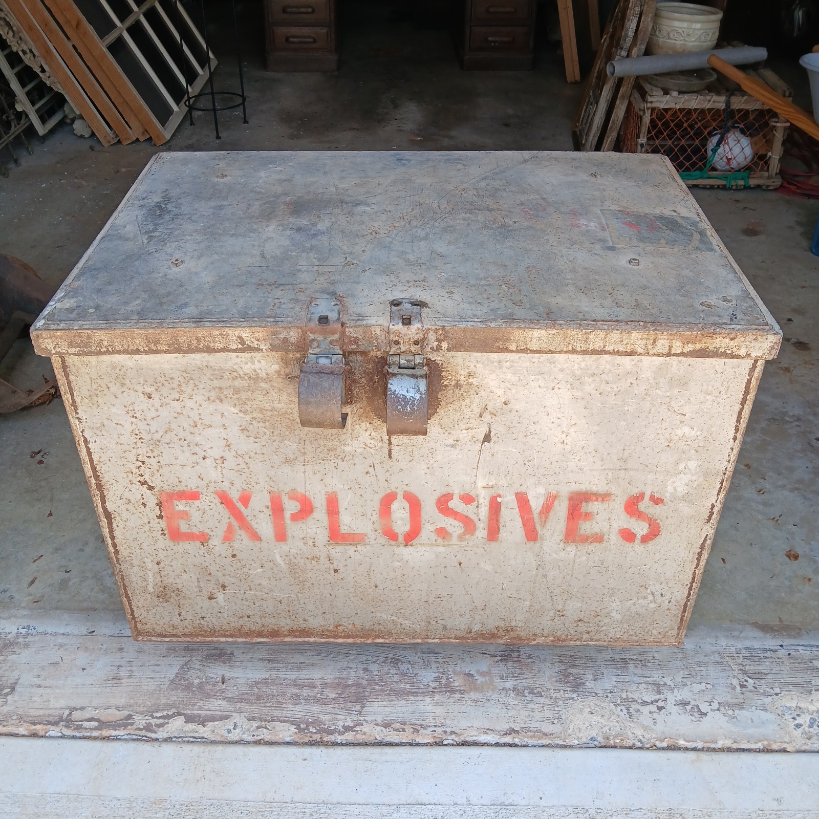 VTG Dynamite Box Heavy Metal Explosives TNT Safe Trunk Crate Prop 1950s